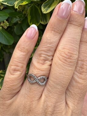 Sterling Silver CZ Channel Infinity Promise Ring 925 Size 6.5-7